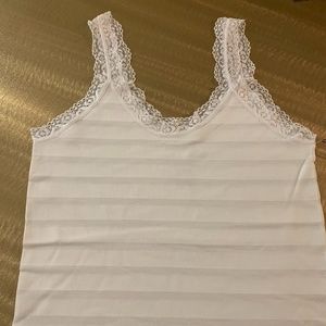 White Trimmed Lace Tank top